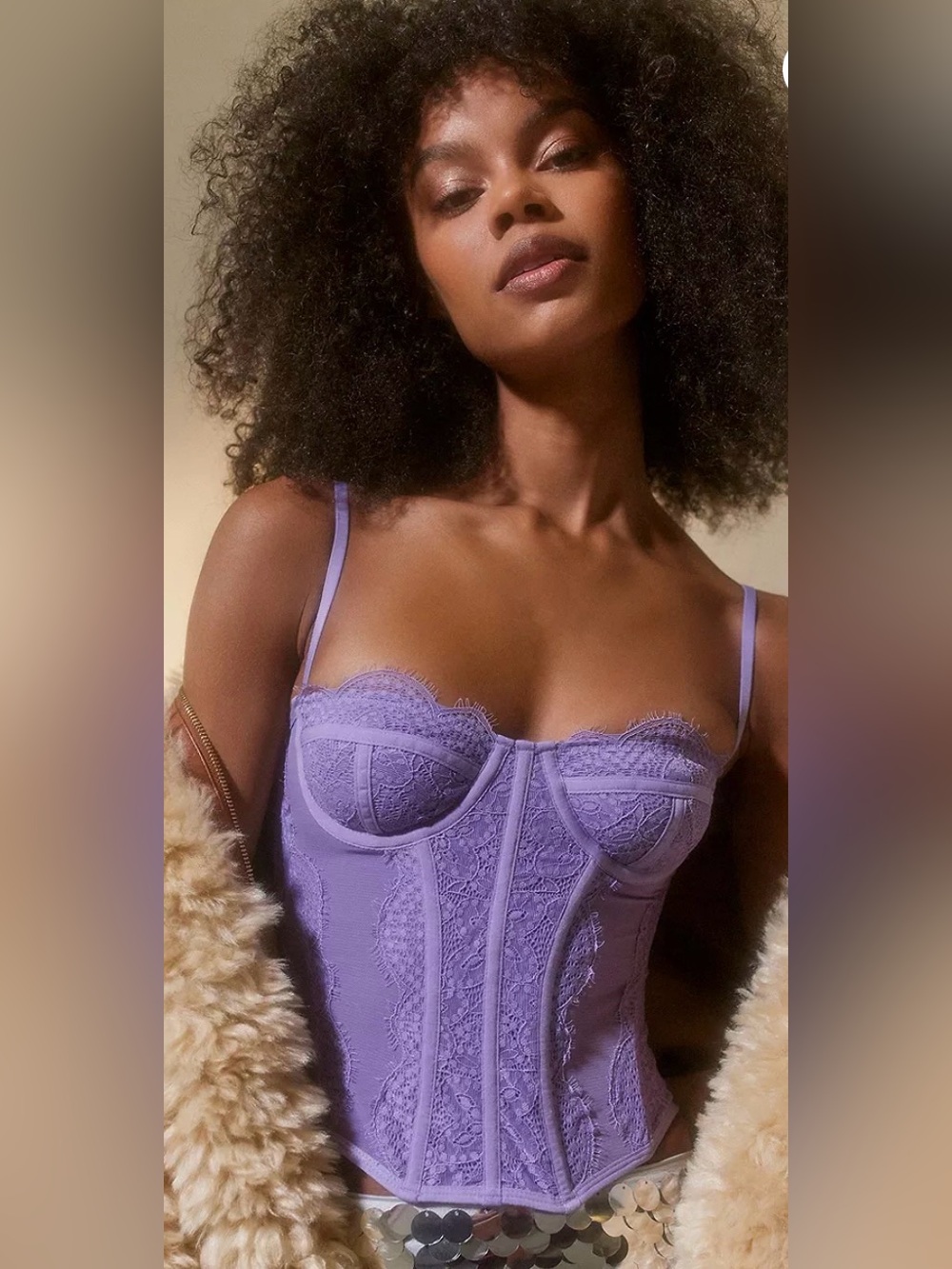 Urban Outfitters Out from Under Lilac Lace Balconette Corset Bodysuit